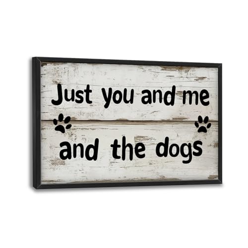 Lovira Just You and Me and The Dogs Large Wall Art Dog Family Canvas Wall Decor Pictures Prints Painting Framed Home Artwork for Living Room Bathroom Bedroom Kitchen 24"x36" - color: You Me Dogs, size: 36"L x 24"W
