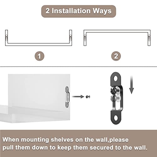 SRIWATANA Dark Brown Floating Shelves, Set of 3 Wood Wall Mounted Shelves - color: Dark Brown