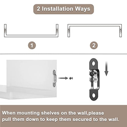 SRIWATANA Dark Brown Floating Shelves, Set of 3 Wood Wall Mounted Shelves - color: Dark Brown