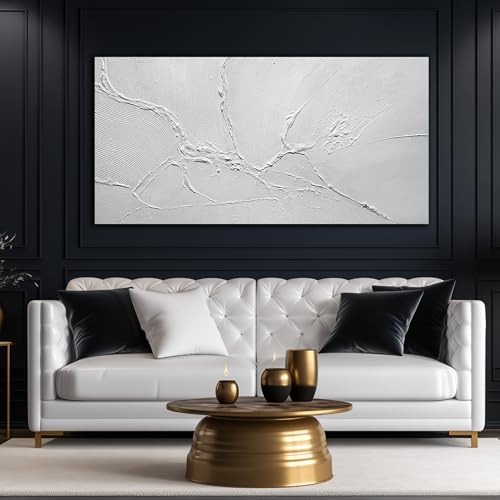 Abstract Wall Pictures for Office Big Wall Decorations for Bedroom Modern White Wall Art Canvas for Living Room Size 29 x 58 Inch - color: White, size: 58L" x 29W" Painting