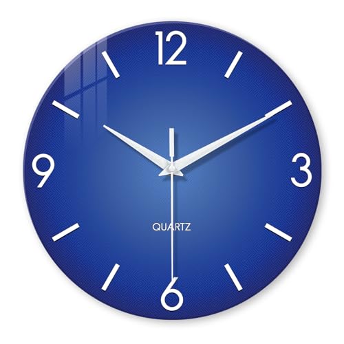 XFM Blue Glass Wall Clock 14 Inch Modern Simple - color: Blue, size: 14inch