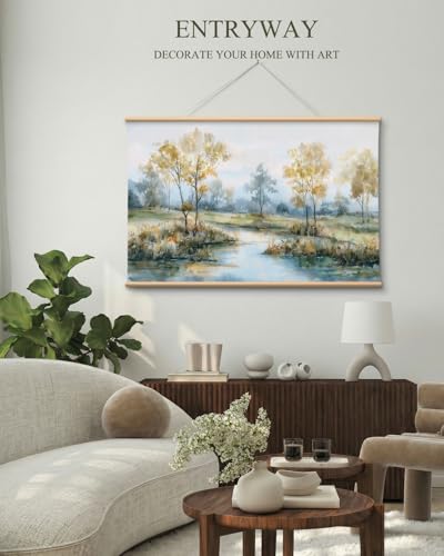 VIYYIEA Extra Large Canvas Wall Art - Watercolor River Landscape, 36x54 - color: Watercolor Marshland