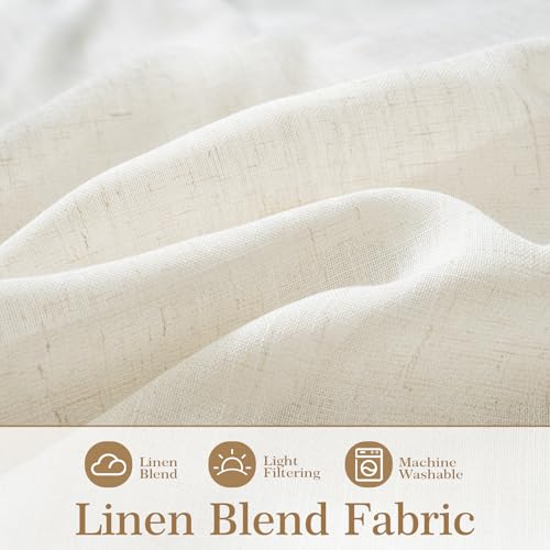 DriftAway Semi Sheer Scalloped Edge Linen Coastal Beach Window Curtains for Living Room Bedroom 2 Panels Rod Pocket Each Size 52 Inch by 63 Inch Taupe - color: Linen Taupe, size: 52"W x 63"L (Pack of 2)