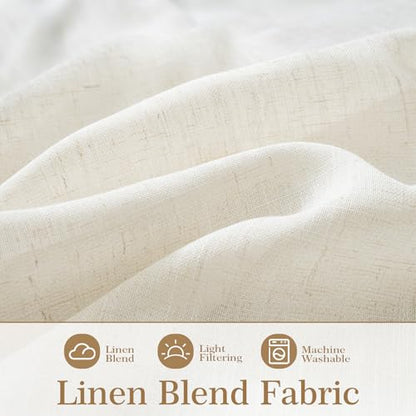 DriftAway Semi Sheer Scalloped Edge Linen Coastal Beach Window Curtains for Living Room Bedroom 2 Panels Rod Pocket Each Size 52 Inch by 63 Inch Taupe - color: Linen Taupe, size: 52"W x 63"L (Pack of 2)