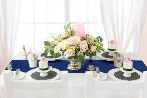 ShinyBeauty Sequin Table Runner Navy Blue Sequins Table Linen Elegant Runners for Rectangle Table Navy 12x72-Inches Glitter Table Cover Birthday Party Supplies - color: Navy Blue, size: 12x72