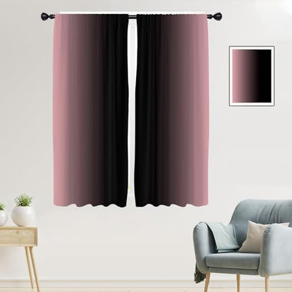 Black Pink Curtains, Ombre, 2 Panels, 42" W x 63" L, Rod Pocket - color: New Pink, size: 42"W x 63"L (Pack of 2)