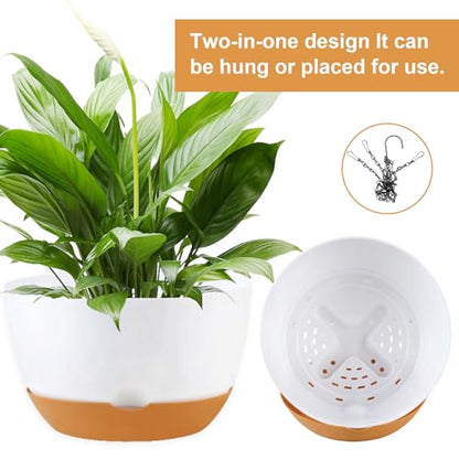 KPUVX 4 Pack Plastic Hanging Planters, 8 Inch, White - color: White, size: 8 inch