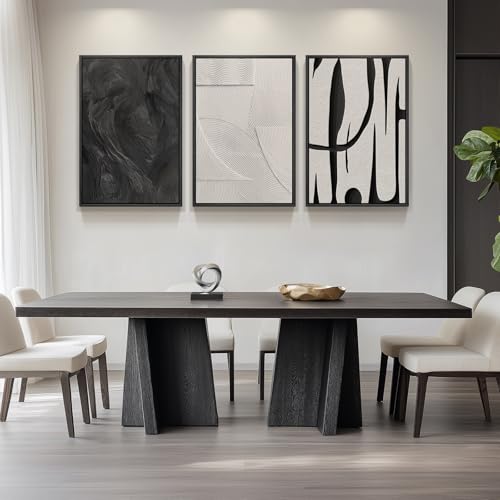 Framed Black and White Abstract Wall Art for Living Room, 3 Piece 24x36 In - color: Black and White Dialogue, size: 24" W x 36" H x 3Pcs