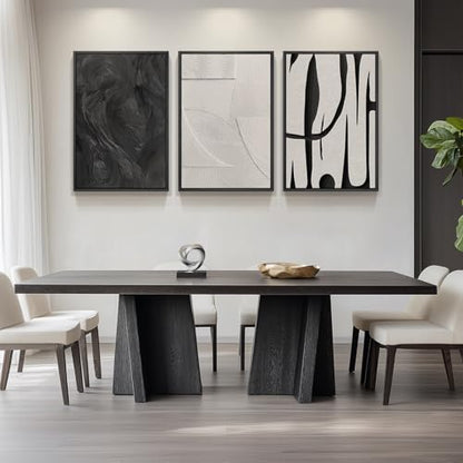 Framed Black and White Abstract Wall Art for Living Room, 3 Piece 24x36 In - color: Black and White Dialogue, size: 24" W x 36" H x 3Pcs