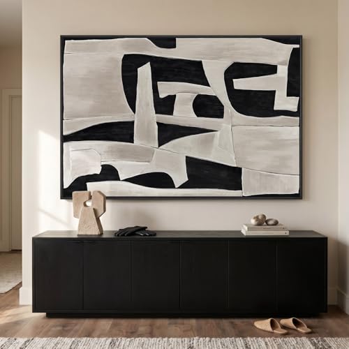 Extra Large Framed Black White Abstract Wall Art for Living Room, 40x60 In - color: Black and White A, size: 60"L x 40"W