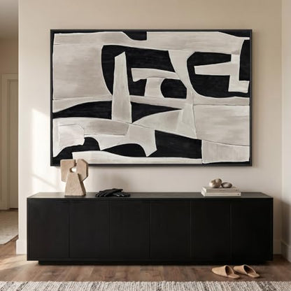 Extra Large Framed Black White Abstract Wall Art for Living Room, 40x60 In - color: Black and White A, size: 60"L x 40"W