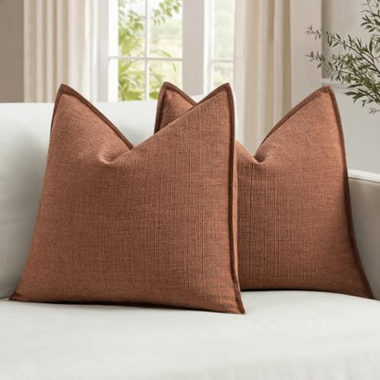 MIULEE Fall Thick Textured Rust Euro Sham Throw Pillow Covers 26x26 Inch - color: Rust, size: 26" x 26" (Pack of 2)
