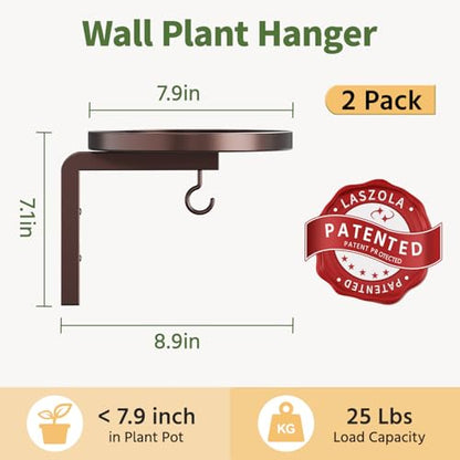 LASZOLA Plant Hanger Holder Window Shelf Wall Mounted Indoor, 2 Pcs Brown - color: Bronze, size: 2