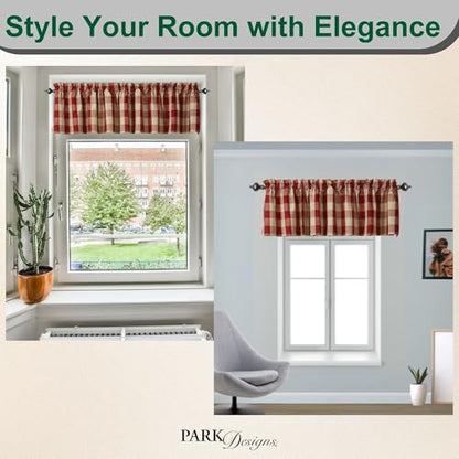 Park Designs Buffalo Check Valance 72" x 14", Garnet & Tan - color: Garnet Valance