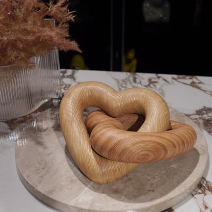 Guichifun Resin Heart Wood Finish Sculpture Valentines Day Decor - color: Wood Finish