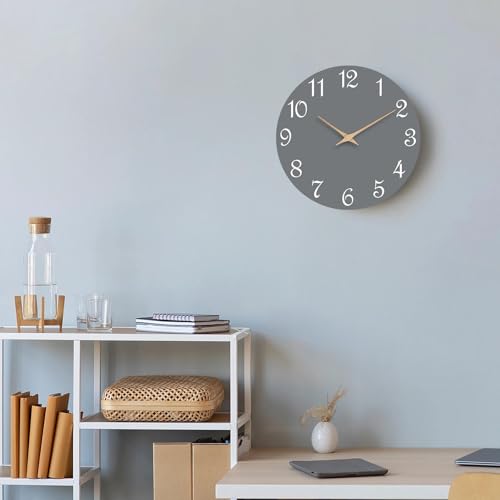 Mosewa Wall Clock Silent Non-Ticking Battery Operated Modern Simple 10" - color: E_gray, size: 10 Inch