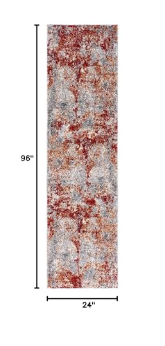 SAFAVIEH Aston Collection Runner Rug - 2' x 8', Red & Grey, Modern Abstract Design, Non-Shedding & Easy Care, Ideal for High Traffic Areas in Living Room, Bedroom (ASN710Q) - color: Red/Grey, size: 2' x 8' (Runner)