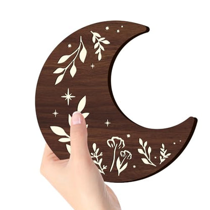 Wooden Moon Phase Wall Art Decor, LED Wood Night Light Wall Sculptures (B) - color: B