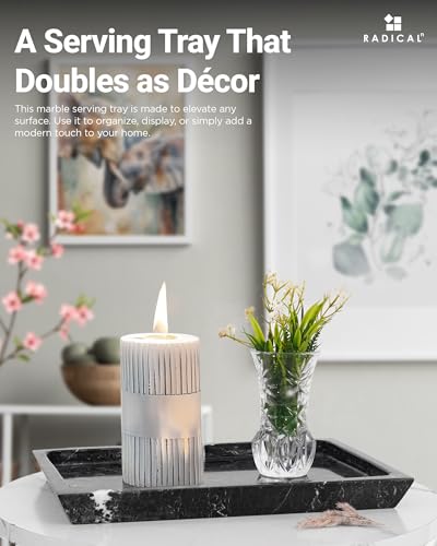 Rectangle Marble Tray for Vanity & Bathroom Counter, 12" Serving Tray - color: Black