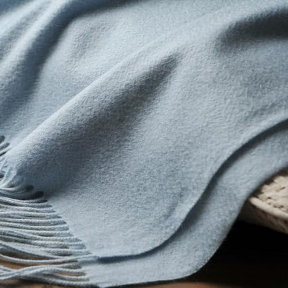 EP Mode 100% Pure Cashmere Throw Blanket for Sofa, Baby Blue - color: Baby Blue