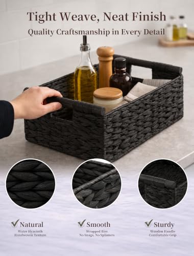 Wicker Basket, Large Basket for Gift Baskets Empty, 15.4x11x6.3in - color: Black, size: Large