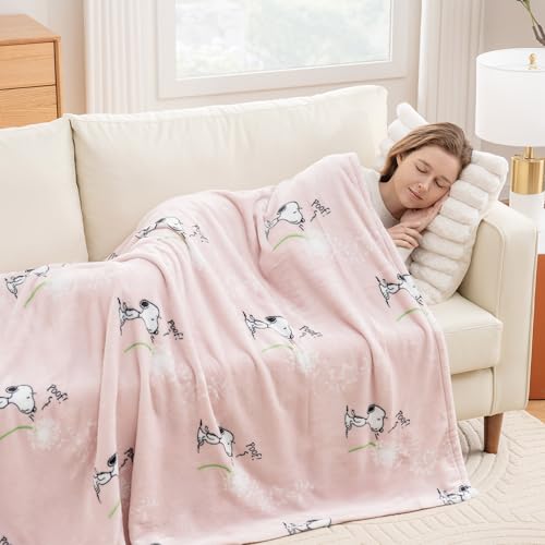 Berkshire Blanket Peanuts VelvetLoft Cute Character Snoopy Plush Throw Blanket,Peanuts Snoopy Make A Wish Spring Pink,Throw 55 in x 70 in (Official Peanuts Product) - color: Make a Wish Spring Pink, size: Throw (55 in x 70 in)