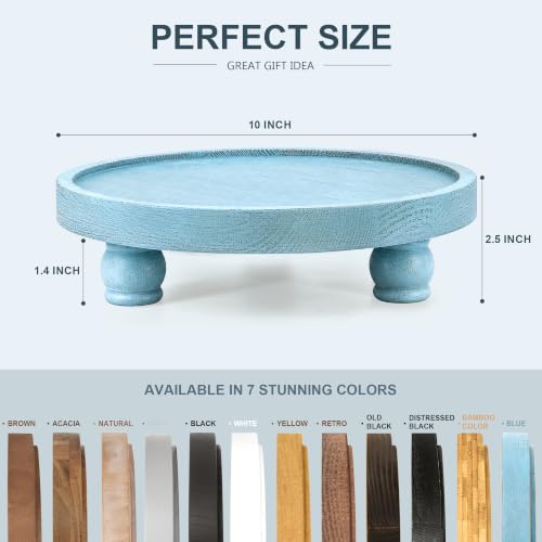 EOSAHR Round Decorative Tray, Coffee Table Accent, Coastal Style, Sky Blue - color: Sky Blue