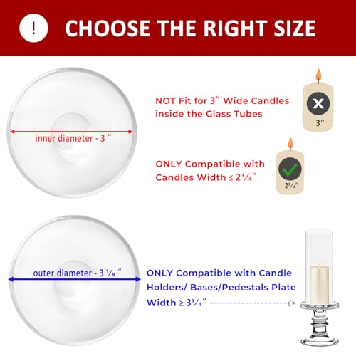 CYS EXCEL 6 PCS (H:10" D:3") Open Ended Glass Hurricane Candleholder Tube Shade Bottomless Candle Chimney Cover - size: 3" wide x 10" tall