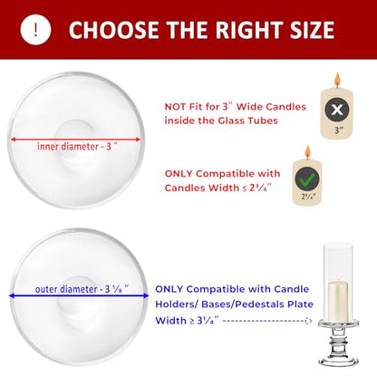 CYS EXCEL 6 PCS (H:10" D:3") Open Ended Glass Hurricane Candleholder Tube Shade Bottomless Candle Chimney Cover - size: 3" wide x 10" tall