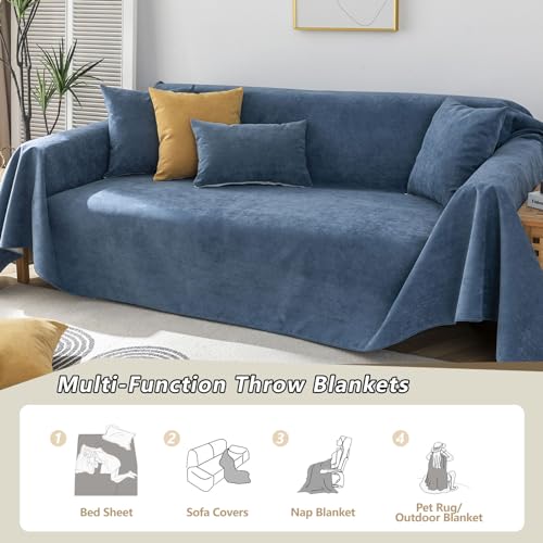 STACYPIK Waterproof Non Slip Couch Covers for Sofa Anti-Scratch Sofa Covers - color: A-waterproof-navy Blue, size: X-Large Size(71" X134")