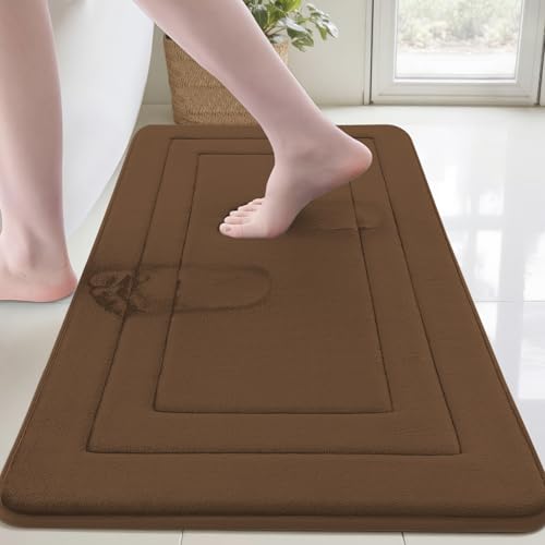 Cupic Cupid Memory Foam Bath Mat 24"×36", Non Slip Bathroom Rugs, Brown - color: Brown, size: 2' x 3' (24" x 36")