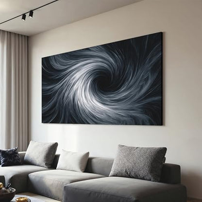 YISXINOAG Black White Abstract Wall Art Modern Spiral Painting 29"X58" - color: black white, size: 58"L x 29"W