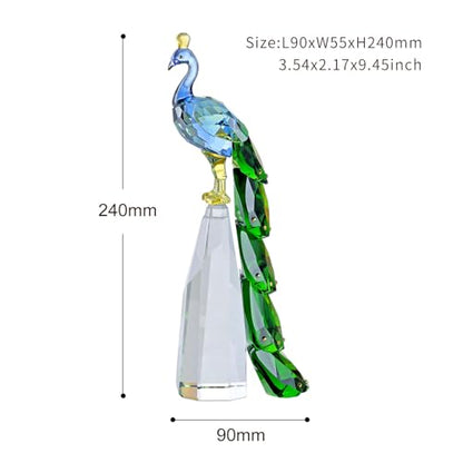 DOJOZ Crystal Peacock Figurine Handmade Art Animal Home Decor Statue Home Decoration