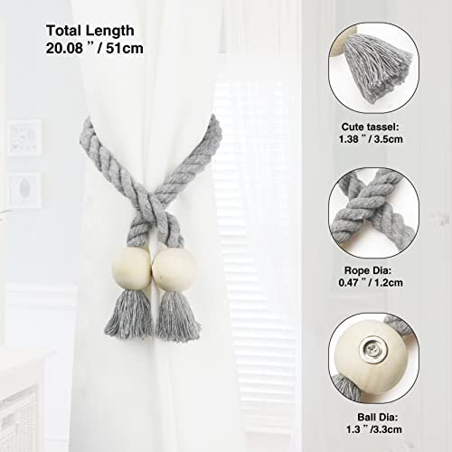 Magnetic Curtain Tiebacks Decorative Tie Back Drapes Holdbacks Nieffeiy - color: Grey
