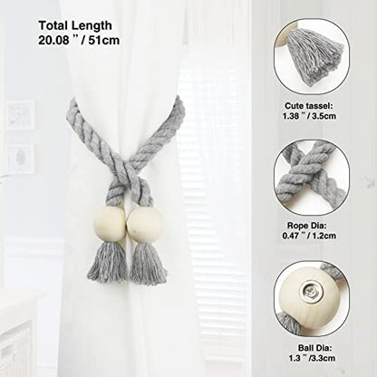 Magnetic Curtain Tiebacks Decorative Tie Back Drapes Holdbacks Nieffeiy - color: Grey