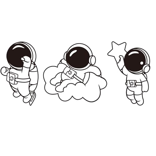 Jasscare Metal Astronaut Wall Art, Set of 3 Iron Spaceman Hanging Decor - Modern Space Theme for Kids Room Bedroom Living Room, Ideal Gift for Space Lovers - color: Astronaut