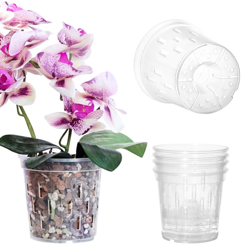 TRUEDAYS Orchid Pot, 4 Pack 4 Inch Plant Pot with Drainage - size: 4Inch-4Pack
