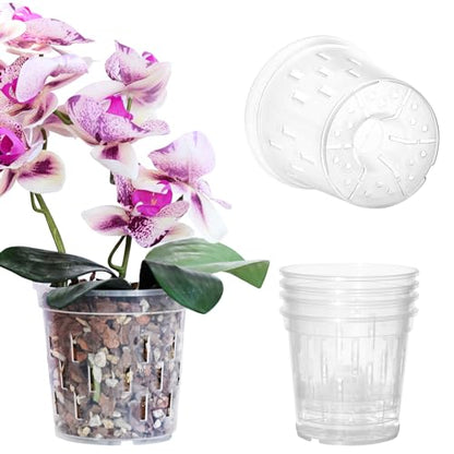 TRUEDAYS Orchid Pot, 4 Pack 4 Inch Plant Pot with Drainage - size: 4Inch-4Pack