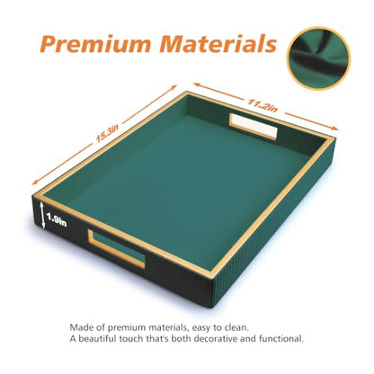 SANZIE Leather Tray Desktop Storage Organizer, Rectangle Valet Tray, Green - color: Green Holder