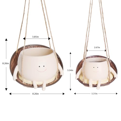 NINIPAPA Hanging Swing Chair Planter Pot Smile Face Plant Pot for Indoor Outdoor Plants Cute Head Flower Pots for Succulent String of Pearls Unique Gift on Mother's Day, Birthday, Christmas - Large - size: Large