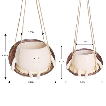 NINIPAPA Hanging Swing Chair Planter Pot Smile Face Plant Pot for Indoor Outdoor Plants Cute Head Flower Pots for Succulent String of Pearls Unique Gift on Mother's Day, Birthday, Christmas - Large - size: Large