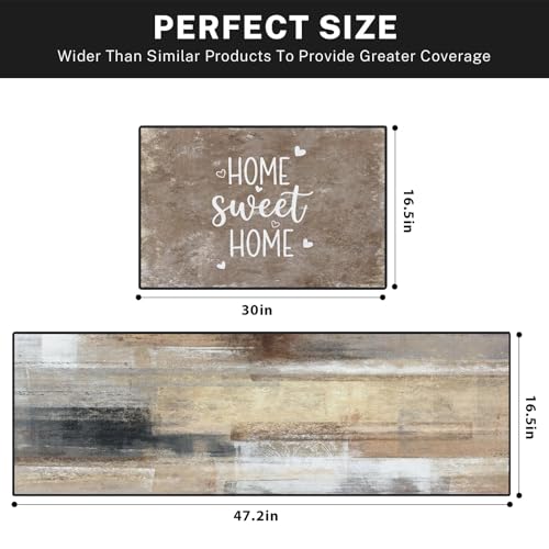 Kitchen Rugs Set of 2 Non Slip WashableFarmhouse Rustic Abstract - color: Rustic Farmhouse
