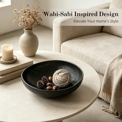 salomayes Wabi-Sabi Decorative Bowl, Matte Black Ceramic - color: Black