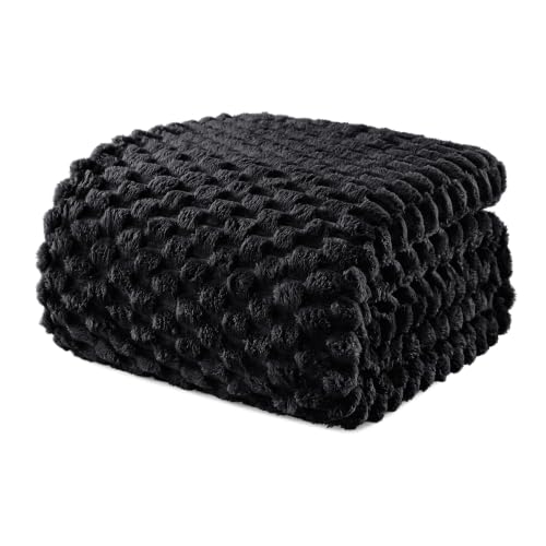 Exclusivo Mezcla Large 3D Fleece Throw Blanket for Couch, Black - color: Black, size: Throw ( 50x70 IN )