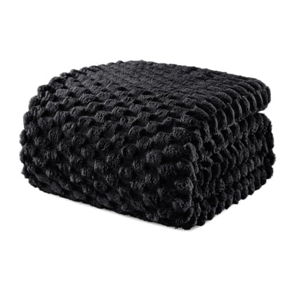 Exclusivo Mezcla Large 3D Fleece Throw Blanket for Couch, Black - color: Black, size: Throw ( 50x70 IN )