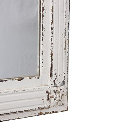 Rustic Full Length Mirror with Stand 60" x 24", Distressed White - color: White