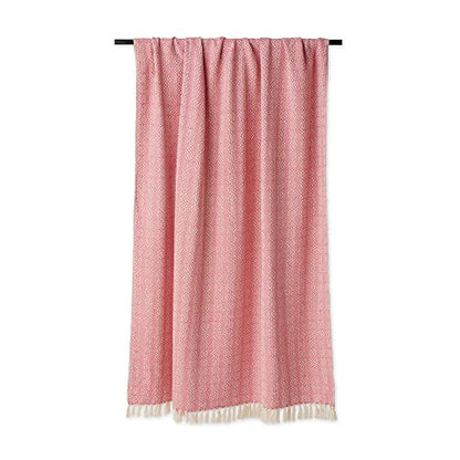 DII Diamond Stitch Woven Throw, Organic Modern, 50 x 60, Rose - color: Rose