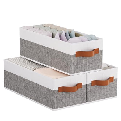 Storage Baskets Containers,White/Gray Boxes,15x6x5 In,3-Pack - color: White/Grey, size: 3-Pack