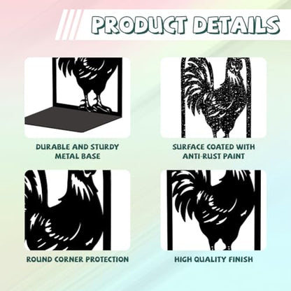 Peacoblue 5.3"x4.3"x7.9" Metal Bookends, Heavy Duty Book Ends for Shelves - style: Rooster