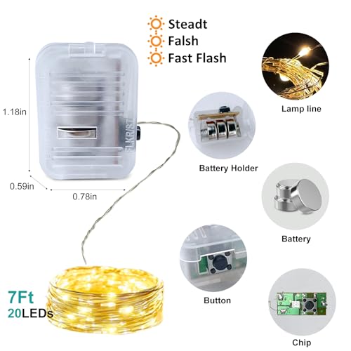 ZGWJ 12 Pack Warm White Fairy Lights, Mini String Lights - color: Warm White, size: 12P
